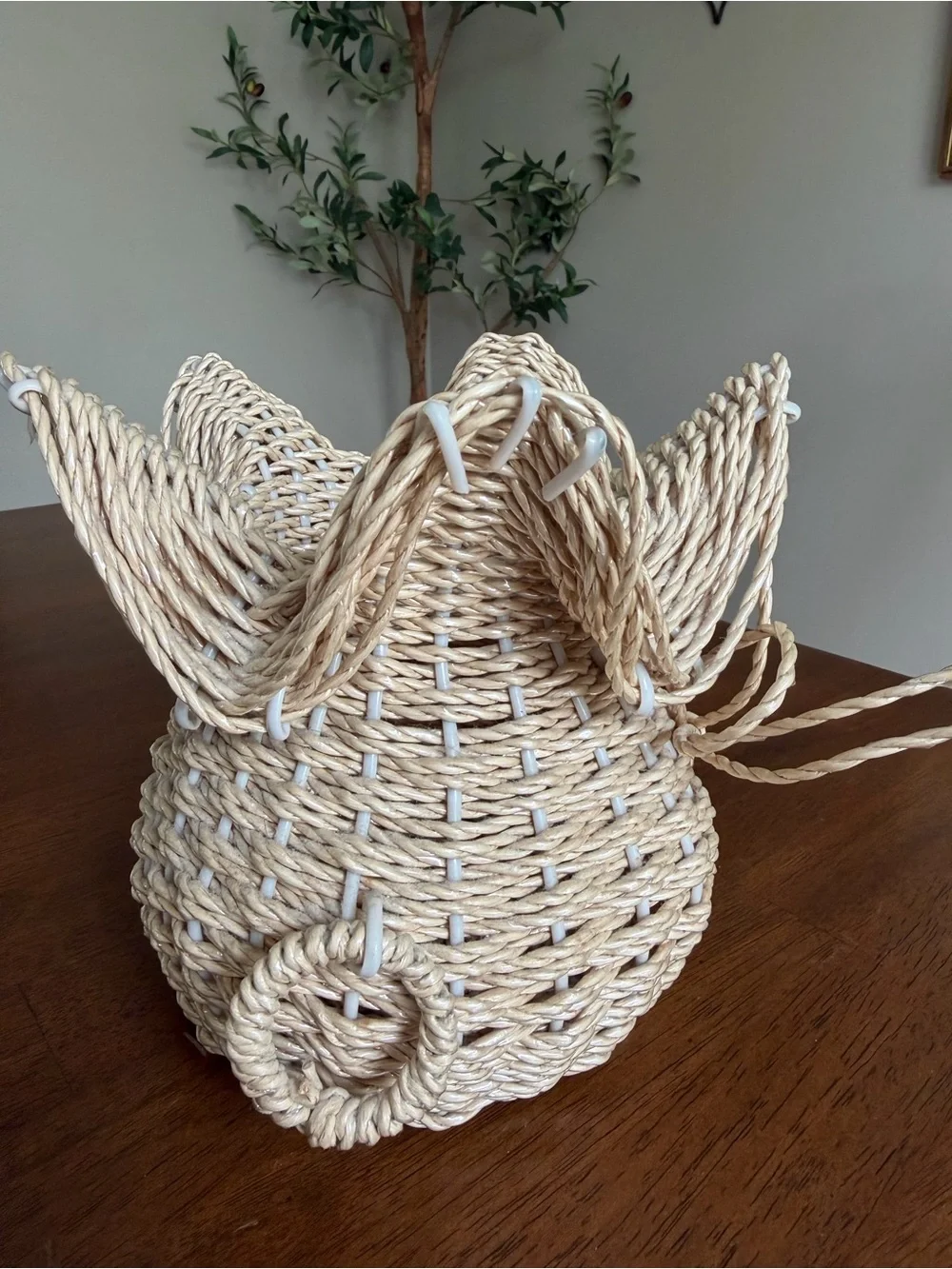 Handwoven Natural Straw Decorative Basket - Neutral